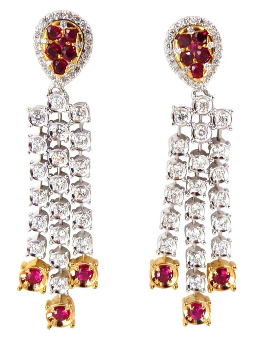 3.00ct natural red ruby diamond by yard dangle earrings 14kt*